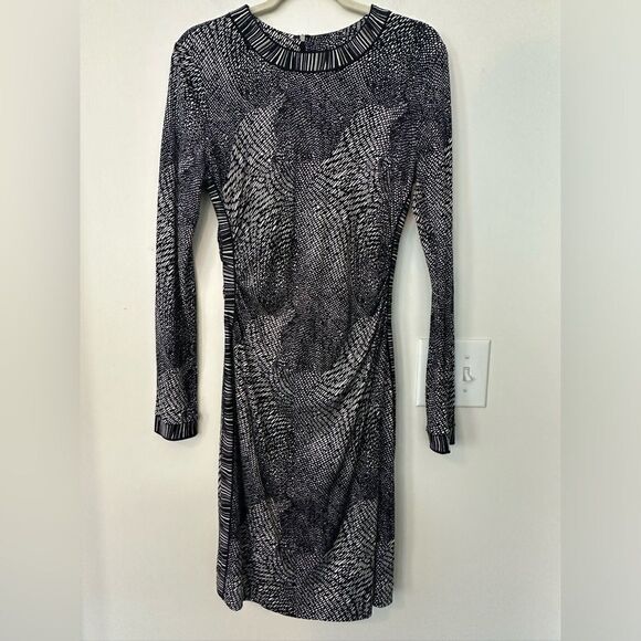 Tory Burch Silk B&W Patterned Midi Dress M - Picture 1 of 10